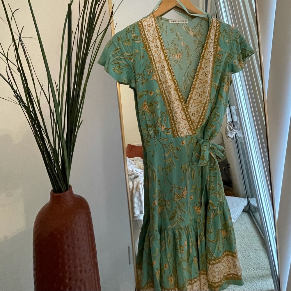 floral teal boho summer dress.